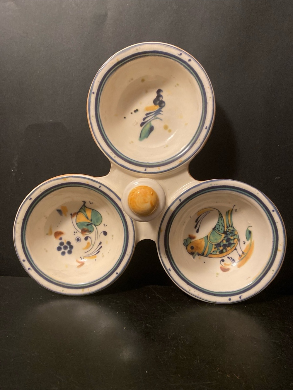NETAS for Williams-Sonoma Relish Dish Condiment Server 3-bowl Ceramic Tray
